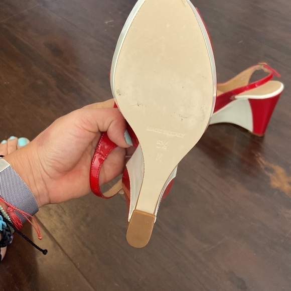 Sesto Meucci Size 5 1/2 wedges white and red NWOB - Picture 5 of 6